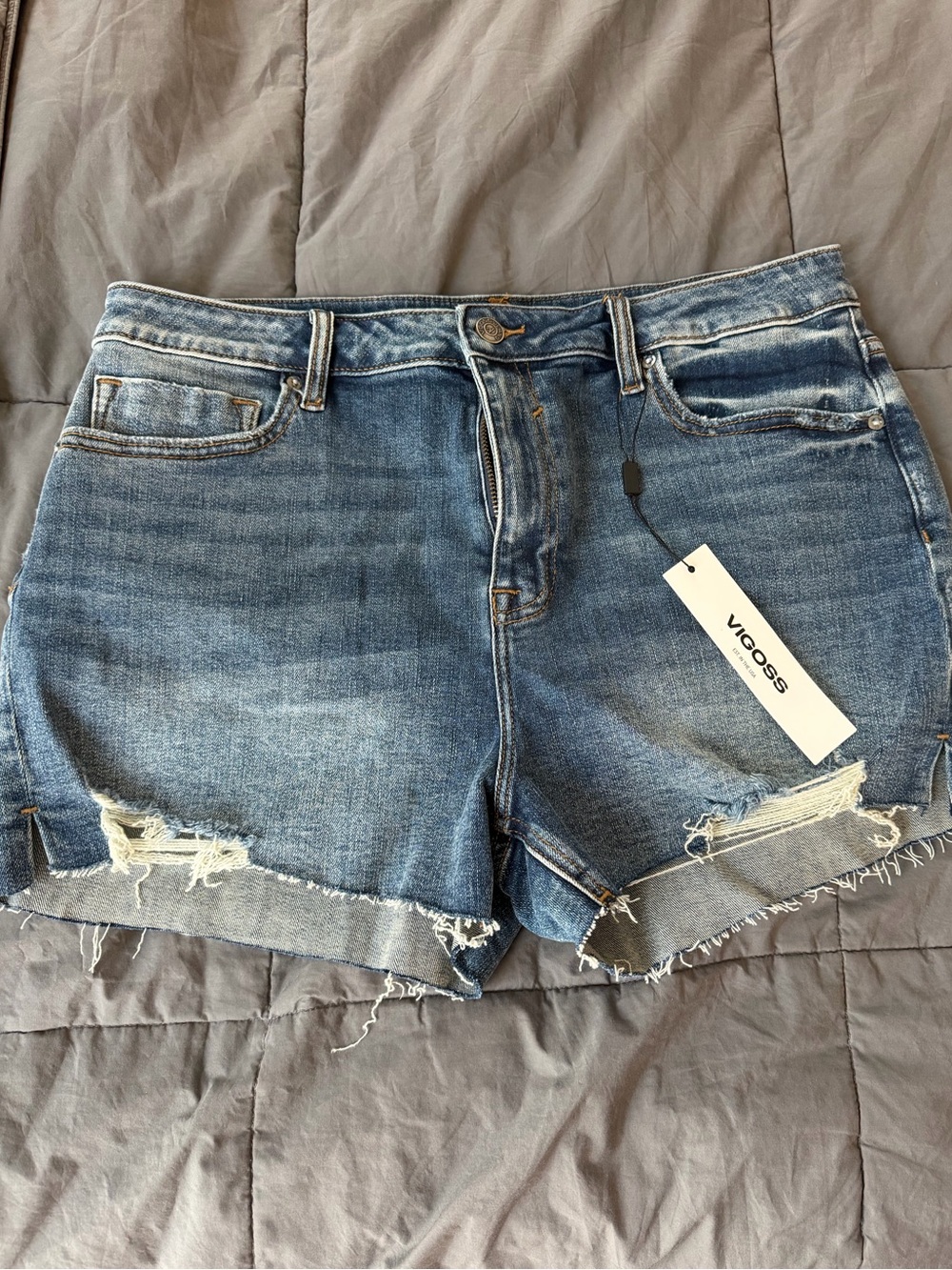 Vigoss Women's Blue Distressed Denim Shorts